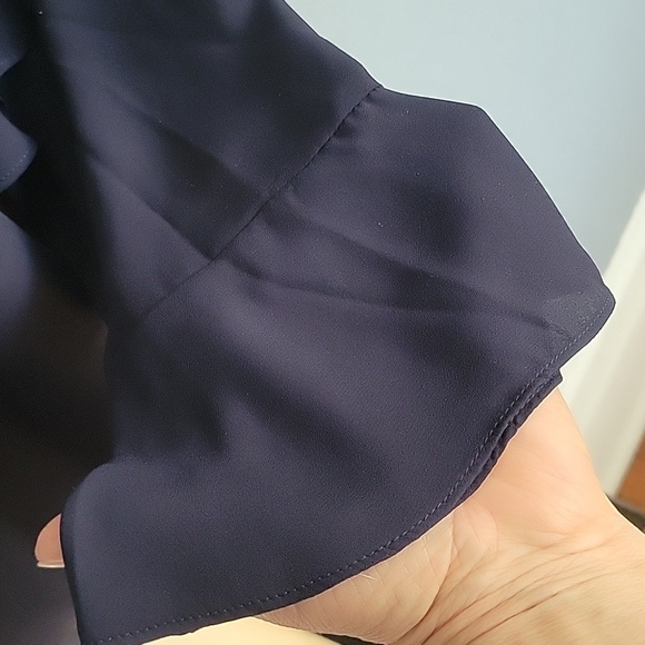 Elegant Navy Ruffle Sleeve Top - Picture 4 of 7